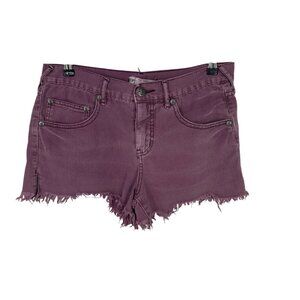Free People Womens Frayed Hem Denim Shorts W28 Purple Casual Summer Style